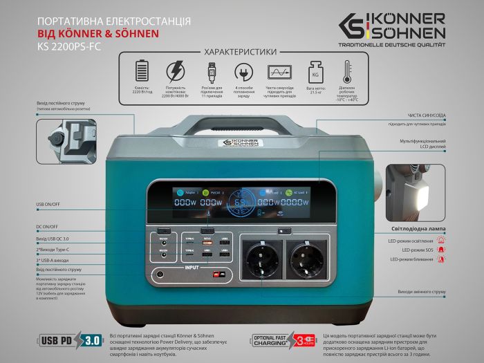 Зарядная станция 2200 Вт Германия KS 2200PS-FC