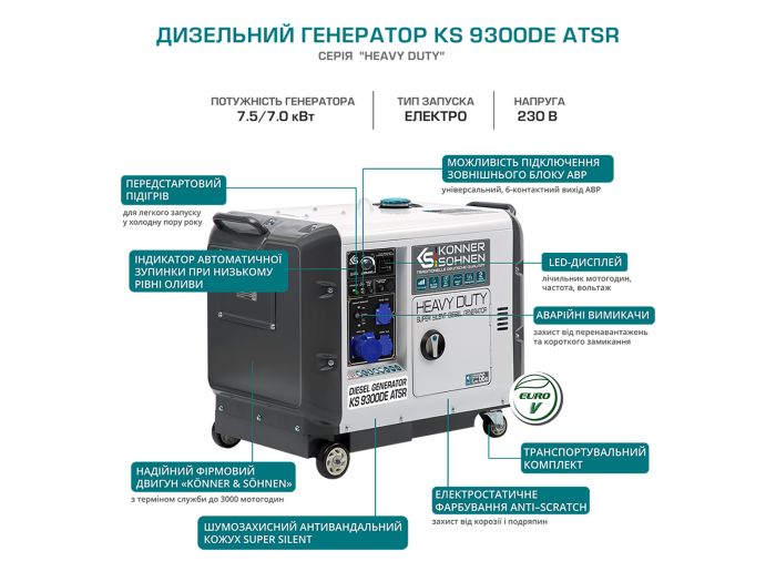 Генератор дизельный 7 кВт Германия KS 9300DE ATSR