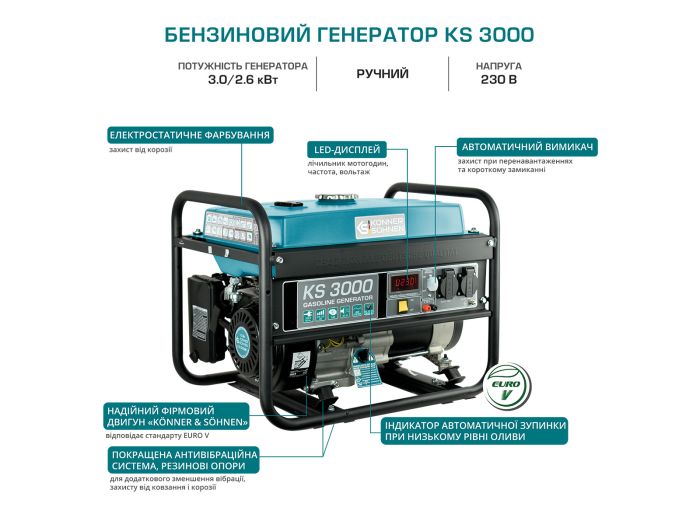 Генератор бензиновый 3 кВт Германия KS 3000