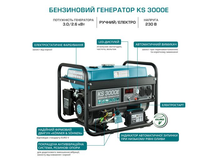 Генератор бензиновий 3 кВт Німеччина KS 3000E