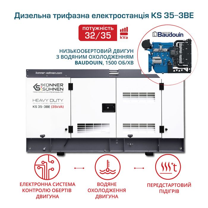 Електростанція дизельна трифазна 35 кВА KS 35-3BES