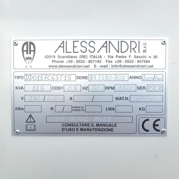 Генератор дизельный 100 кВт Alessandri